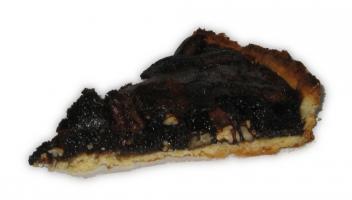 Ein Stück Schoko-Pekannus Kuchen